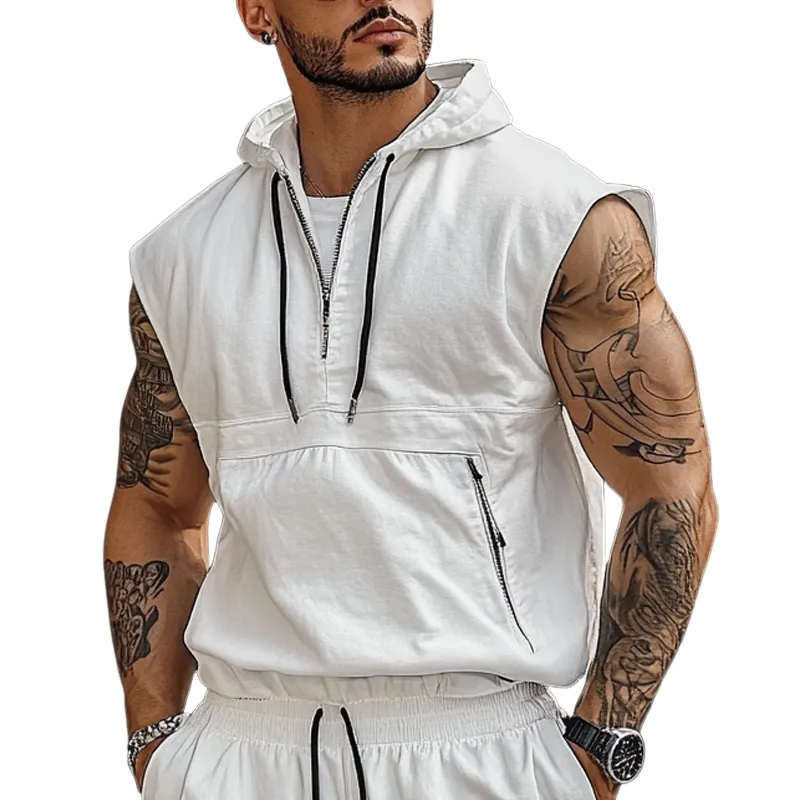 Men's Solid Color Pullover Sleeveless Athletic Hoodie MTA2730C5X sold by Manly