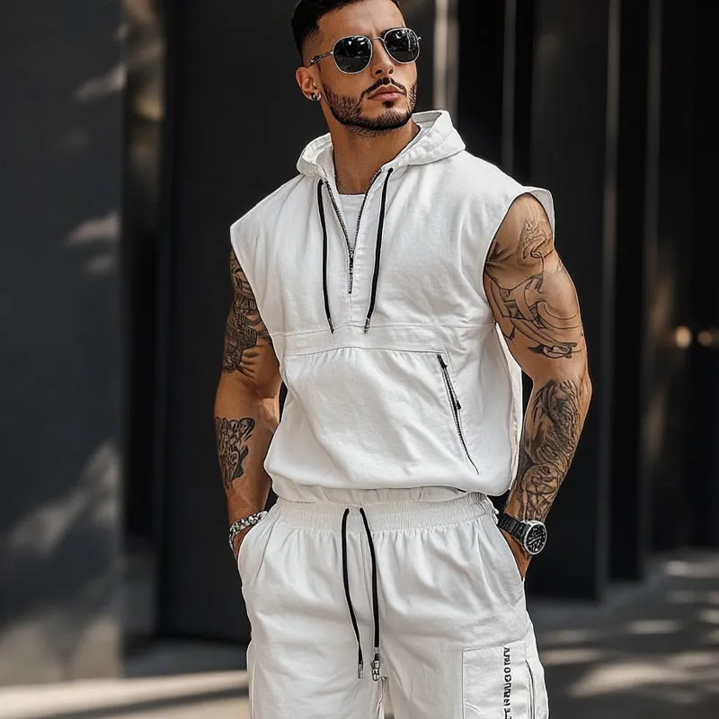 Men's Solid Color Pullover Sleeveless Athletic Hoodie MTA2730C5X sold by Manly product image thumbnail 3