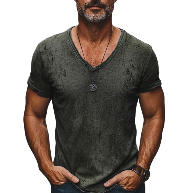 Men's Comfort Distressed V Neck Casual T-Shirt MTA2733C8U sold by Manly product image thumbnail 2