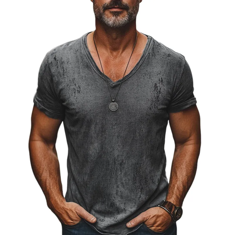 Men's Comfort Distressed V Neck Casual T-Shirt MTA2733C8U sold by Manly