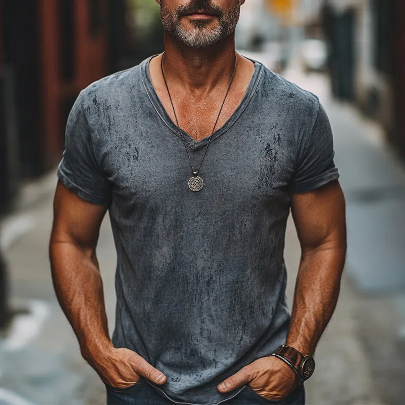 Men's Comfort Distressed V Neck Casual T-Shirt MTA2733C8U sold by Manly product image thumbnail 3