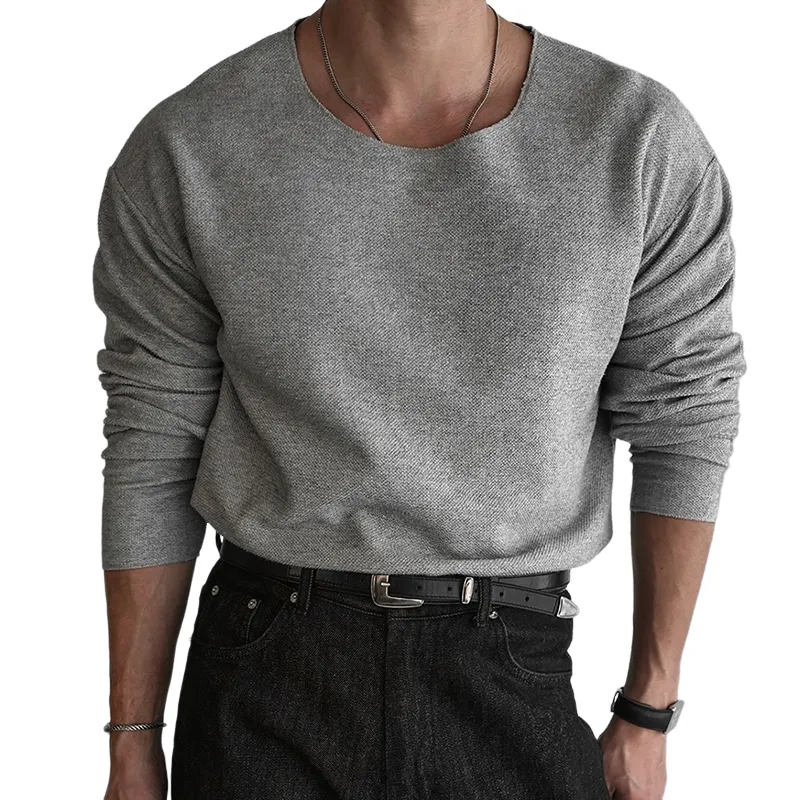 Men's Fashion Cozy Round Neck Long Sleeve T-shirt MTA2798C8Z sold by Manly