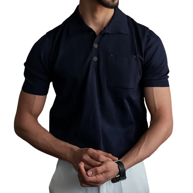 Men's Fashion Solid Lapel Short Sleeve Polo Shirt MTA2792C8Z sold by Manly