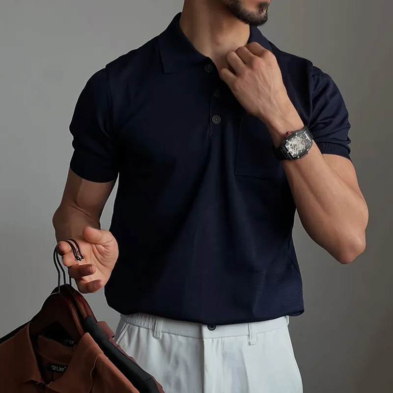 Men's Fashion Solid Lapel Short Sleeve Polo Shirt MTA2792C8Z sold by Manly product image thumbnail 3