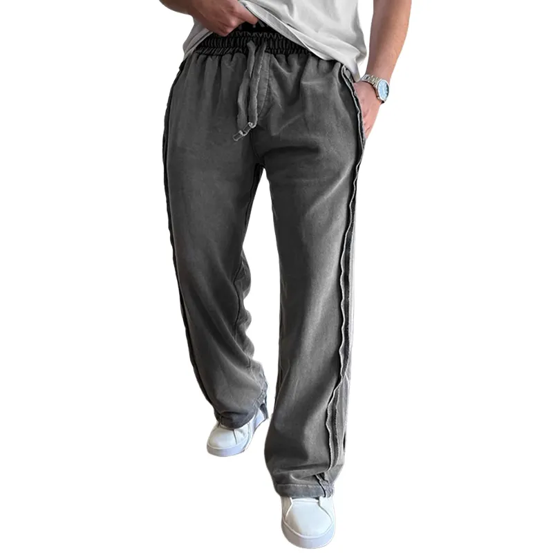 Men's Fashion Loose Elastic Waist Rough Edge Jeans MTA2540C5Z sold by Manly