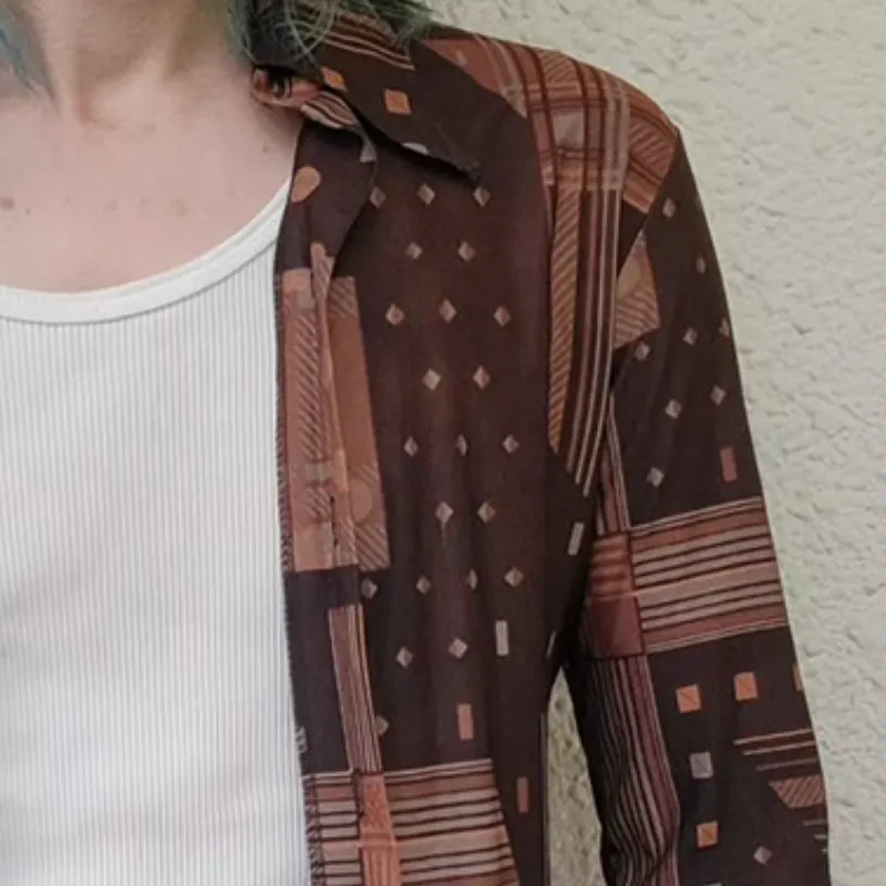 Men's Retro Casual Geometric Print Lapel Long Sleeve Shirt MTA3126C6TO sold by Manly product image thumbnail 3