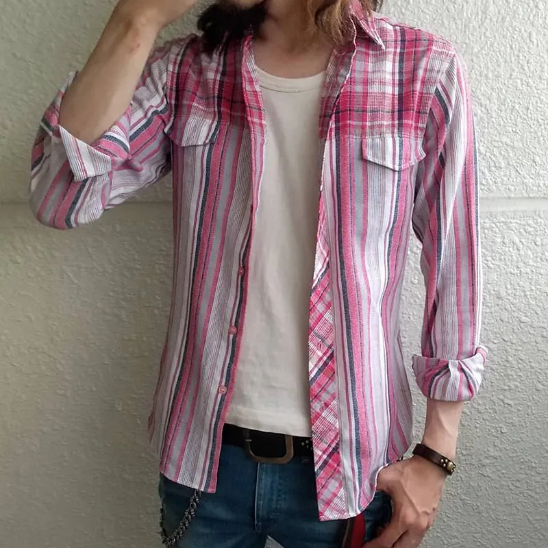 Men's Retro Casual Geometric Print Lapel Long Sleeve Shirt MTA3141C0TO sold by Manly product image thumbnail 2