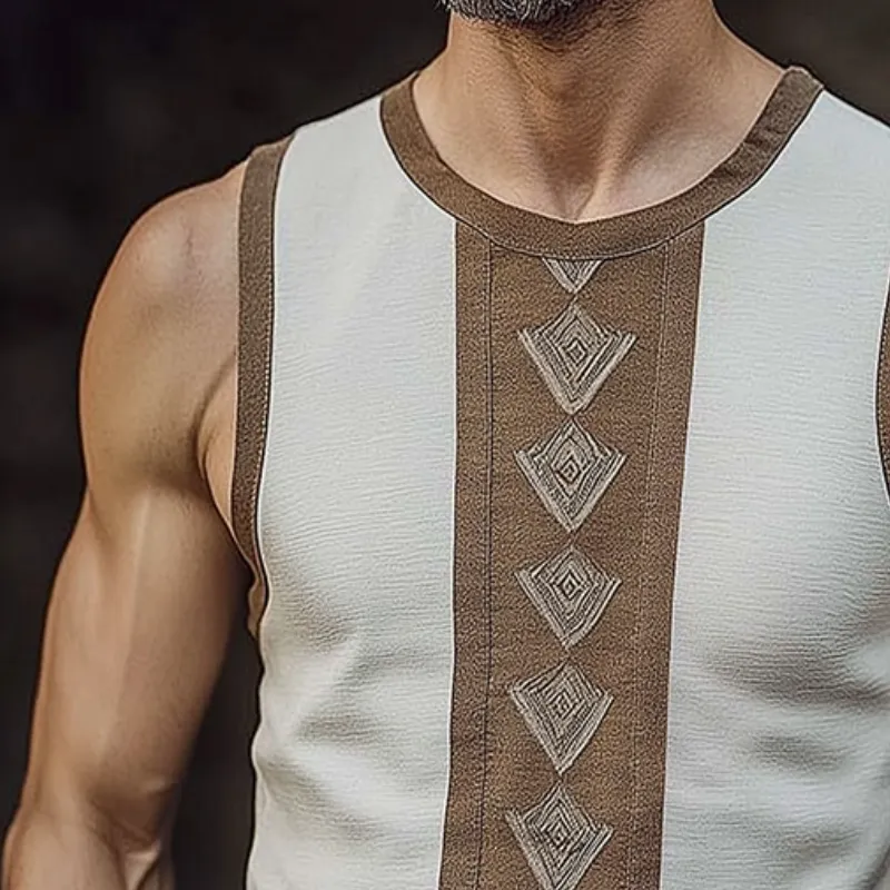 Men's Retro Casual Stitching Ethnic Style Printed Tank Top MTA3137C4TO sold by Manly product image thumbnail 3