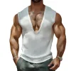 Men's Retro Solid Color Striped Round Neck Tank Top MTA3131C1TO sold by Manly