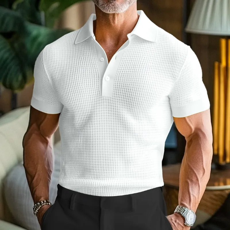 Men's Spring Fashion Classic Waffle Bright Color Golf Polo Shirt MTA0130D9K sold by Manly product image thumbnail 2