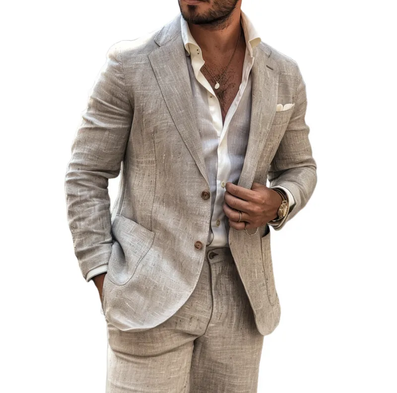 Men's Casual Linen Blended Notched Lapel Single Breasted Slim Fit Blazer MTA3142C8M sold by Manly