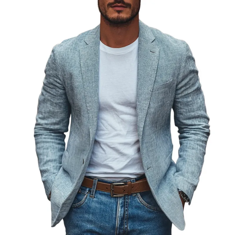 Men's Casual Linen Blended Notched Lapel Single Breasted Slim Fit Blazer MTA3107C7M sold by Manly