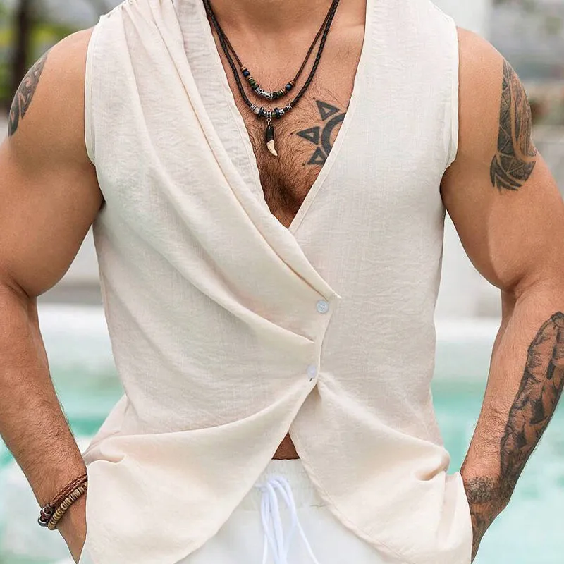 Men's Fashionable V-Neck Solid Color Tank Top MTA3153C4X sold by Manly product image thumbnail 2