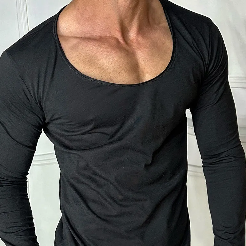 Men's Casual Cotton Blended Solid Color Round Neck Long Sleeve T-Shirt MTA3182C4X sold by Manly product image thumbnail 2