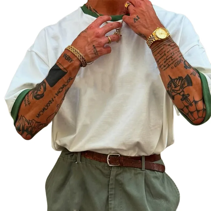 Men's Contrast Cotton Short Sleeve T-Shirt MTA3198C7X sold by Manly