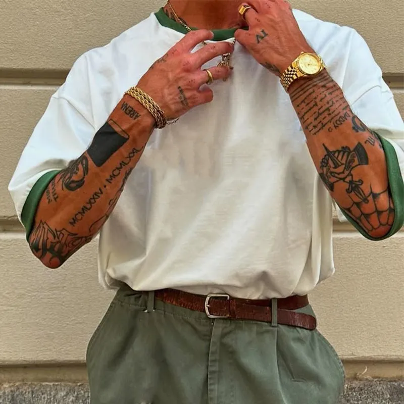 Men's Contrast Cotton Short Sleeve T-Shirt MTA3198C7X sold by Manly product image thumbnail 2