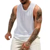 Men's Casual Cotton Linen Pleated Round Neck Loose Tank Top MTA3176C3M sold by Manly