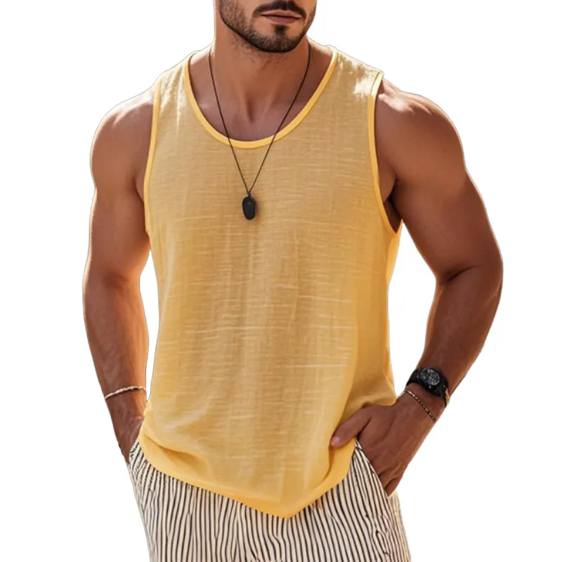 Men's Casual Cotton Blended Round Neck Slim Fit Tank Top MTA3139C4M sold by Manly