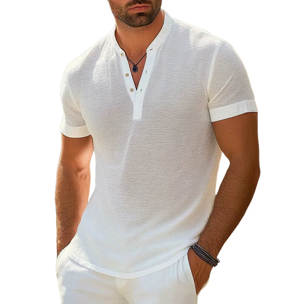 Men's Casual Cotton Blend Henley Neck Slim Fit Short Sleeve T-Shirt MTA3134C9M sold by Manly