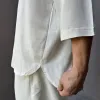 Men's Solid Cotton And Linen V Neck Short Sleeve Shirt MTA3175C1Z sold by Manly