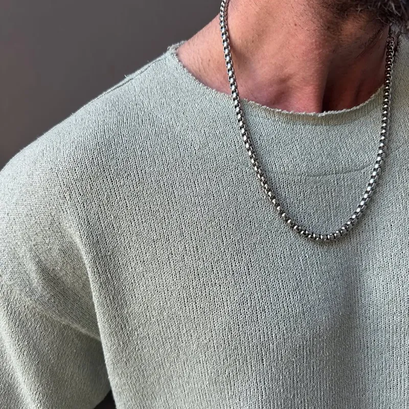 Men's Solid Color Rough Edge Round Neck Short Sleeve T-shirt MTA3191C8Z sold by Manly product image thumbnail 3