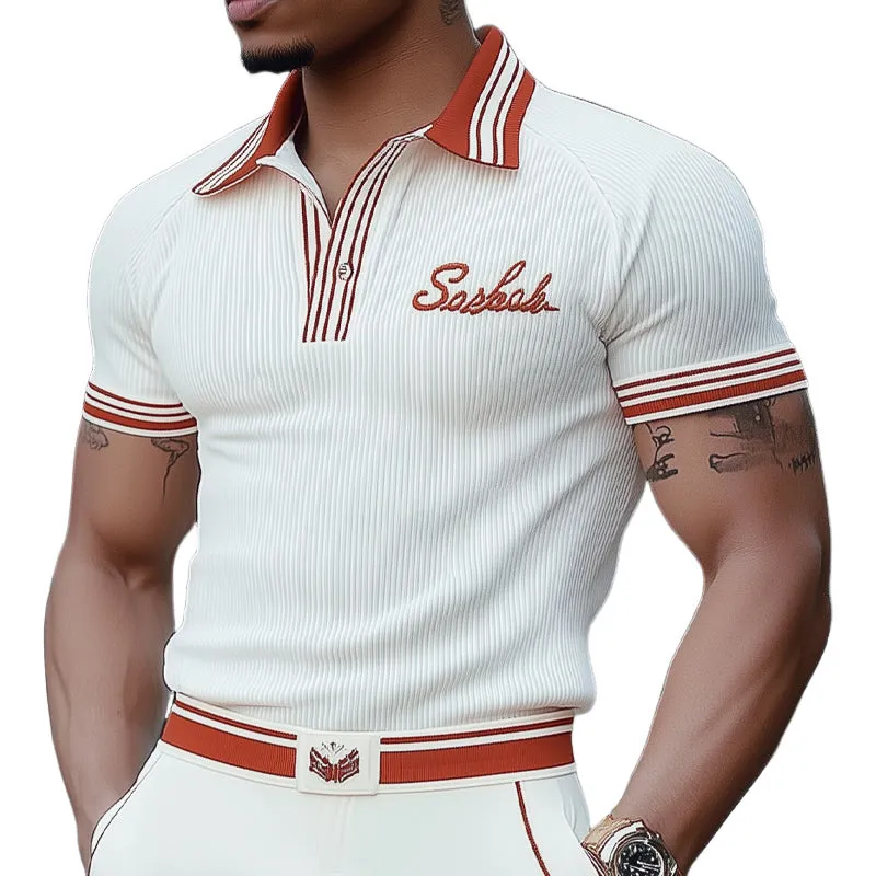 Men's Summer Polo Collar Fashion Knitted Short Sleeve T-Shirt MTA3120C7U sold by Manly