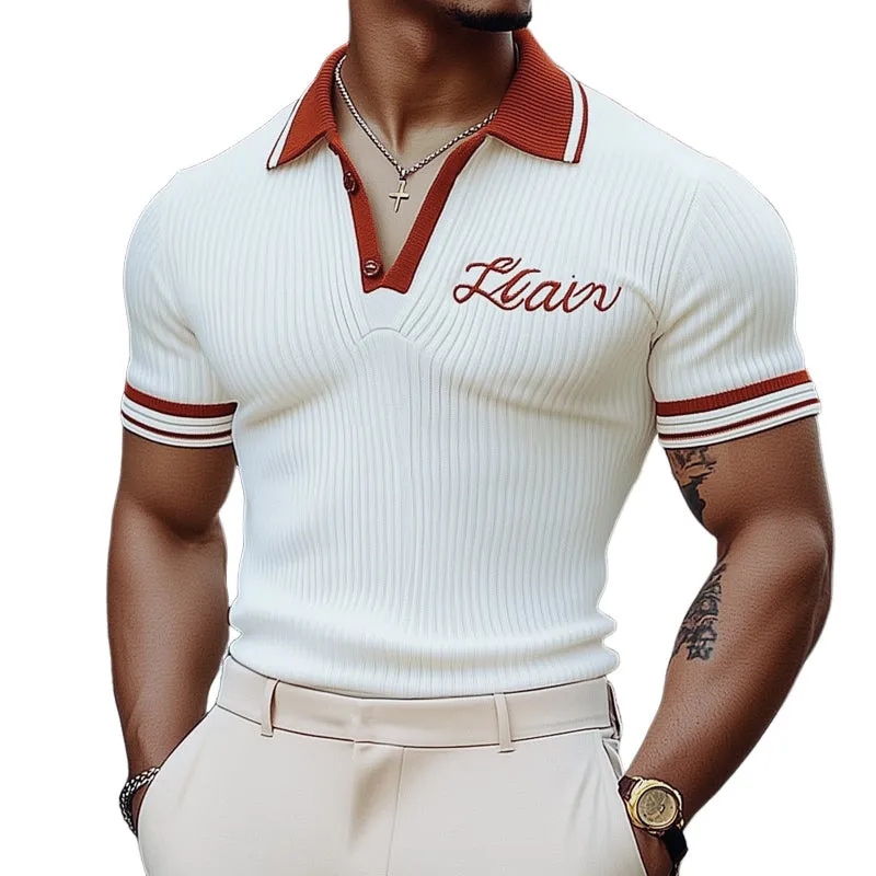 Men's Summer Polo Collar Fashion Knitted Short Sleeve T-Shirt MTA3135C9U sold by Manly