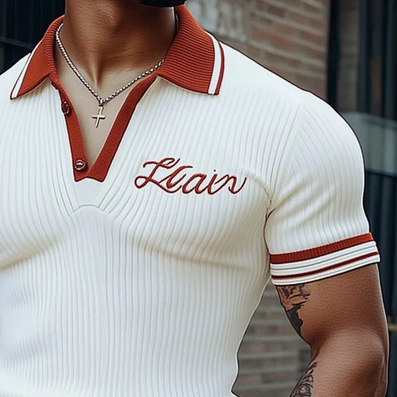 Men's Summer Polo Collar Fashion Knitted Short Sleeve T-Shirt MTA3135C9U sold by Manly product image thumbnail 3