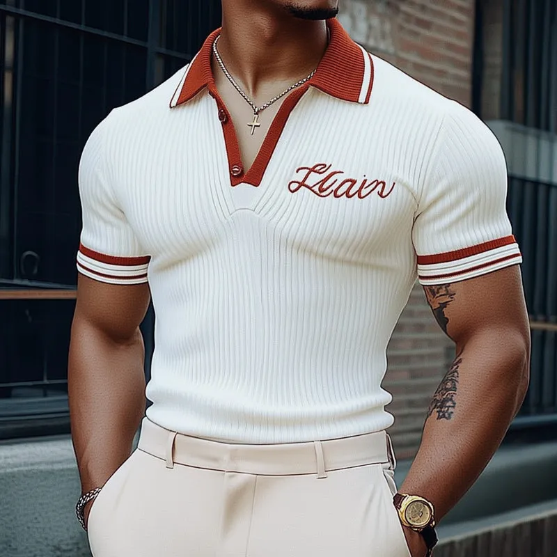 Men's Summer Polo Collar Fashion Knitted Short Sleeve T-Shirt MTA3135C9U sold by Manly product image thumbnail 2
