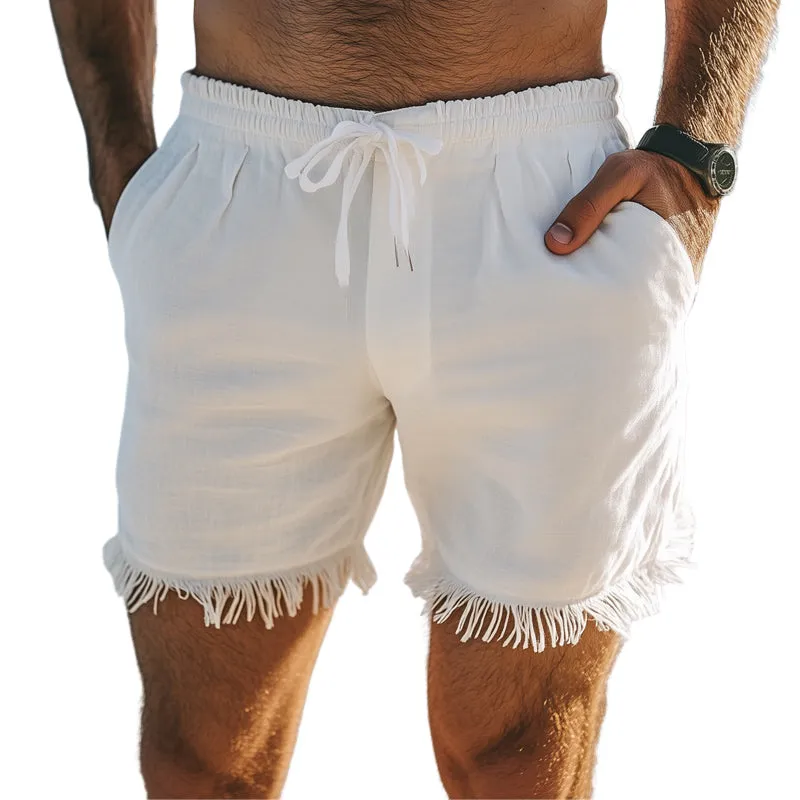 Men's Solid Color Basic Cotton And Linen Skin-Friendly Breathable Shorts MTA3192C5U sold by Manly