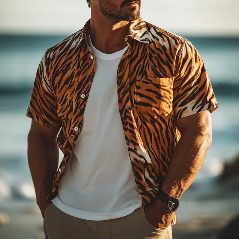 Men's Summer Comfort Tiger Print Casual Shirt MTA3124C1U sold by Manly product image thumbnail 2
