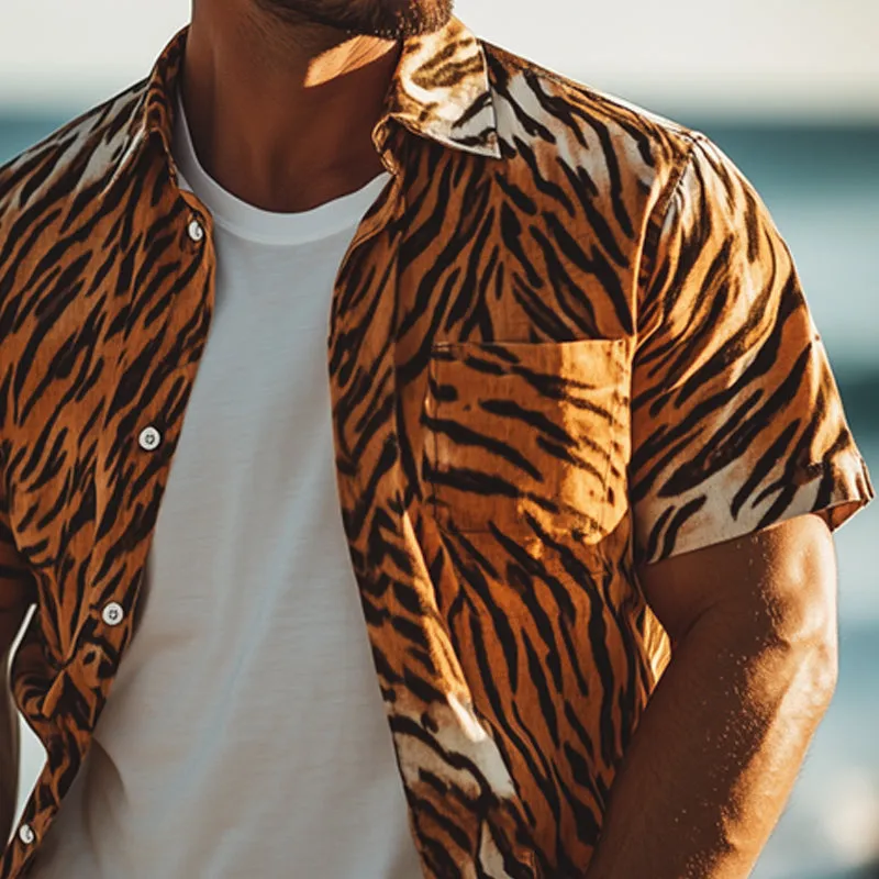 Men's Summer Comfort Tiger Print Casual Shirt MTA3124C1U sold by Manly product image thumbnail 4