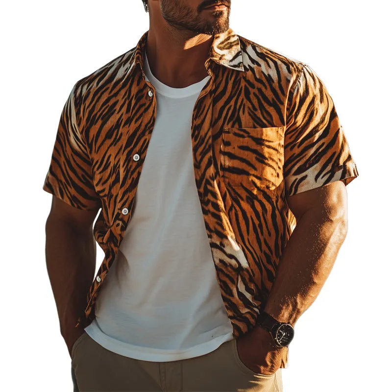 Men's Summer Comfort Tiger Print Casual Shirt MTA3124C1U sold by Manly