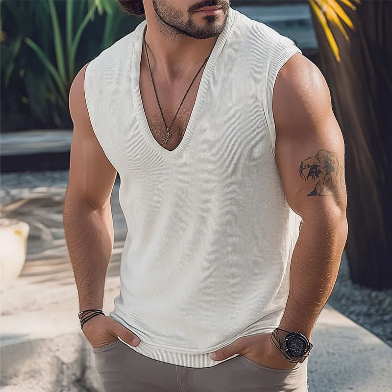 Men's Summer Comfort Basics V-Neck Knitted Tank Top MTA3184C7U sold by Manly product image thumbnail 2