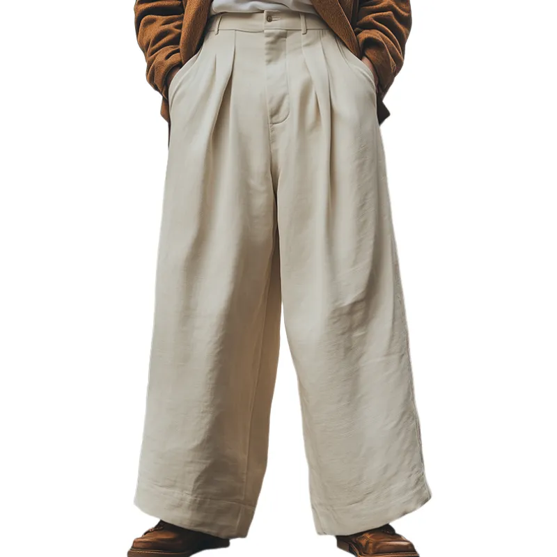 Men's Spring Fashion Casual Loose Cotton and Linen Wide Leg Pants MTA3165C5K sold by Manly