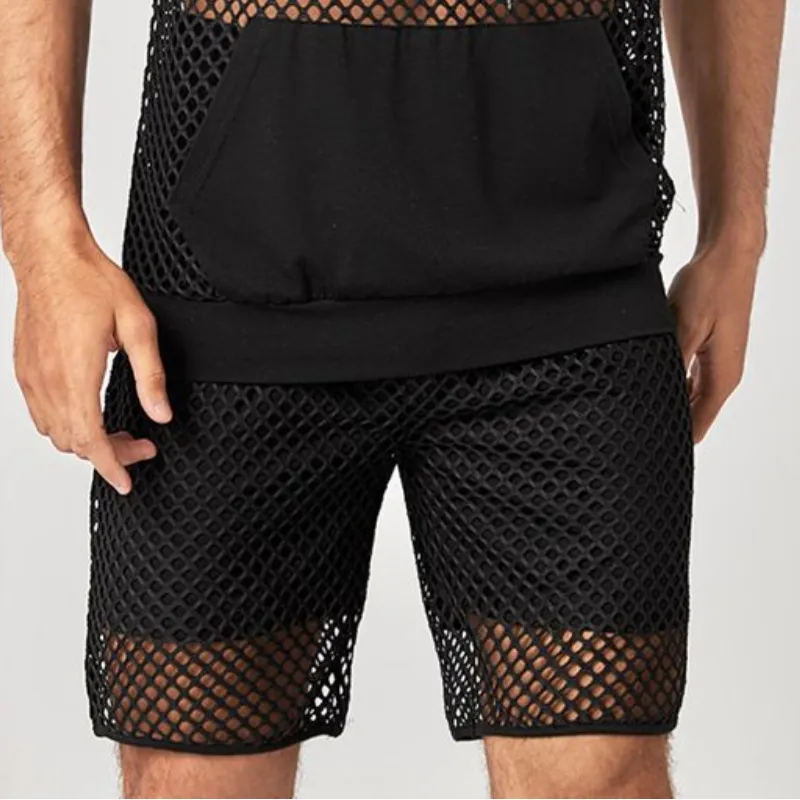 Men's Spring Fashion Casual Loose Mesh Hooded Tank Top Casual Shorts Set MTA1960C3K sold by Manly product image thumbnail 4