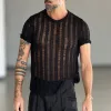 Men's Solid Color Round Neck Short Sleeve Knitted T-Shirt MTA2746C8X sold by Manly