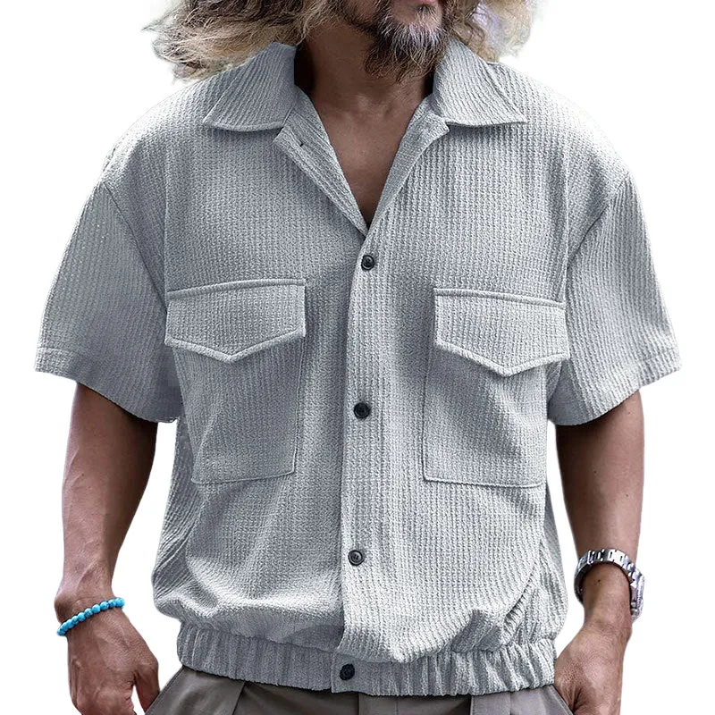 Men's Solid Waffle Short Sleeve Shirt MTA2824C1X sold by Manly