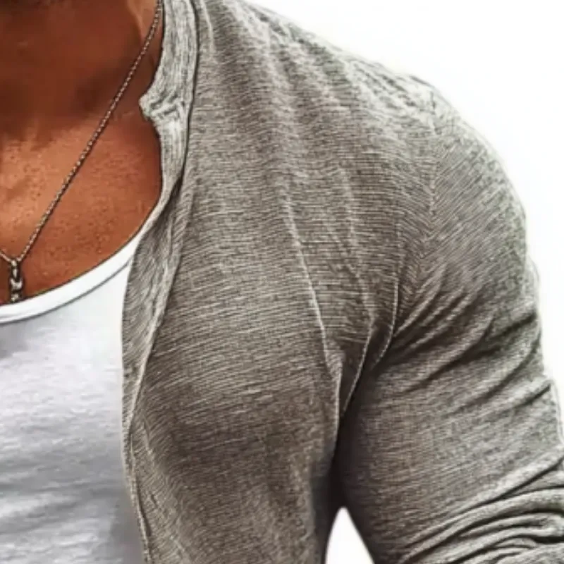 Men's Casual Comfort Cotton Stand Collar Single Breasted Long Sleeve Knitted Cardigan MTA2757C4M sold by Manly product image thumbnail 3