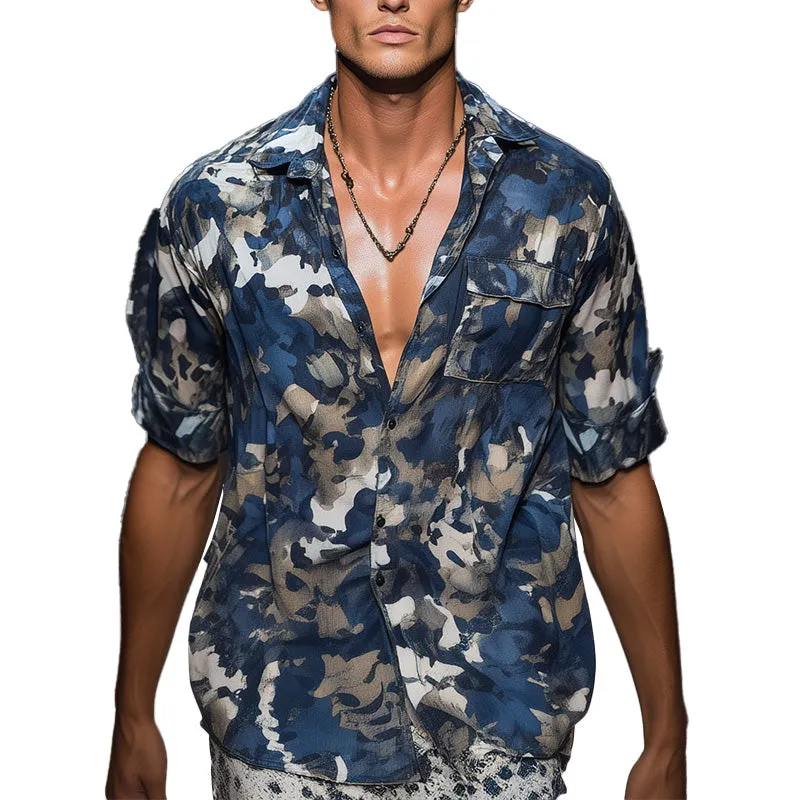 Men's Spring Linen Printed Short Sleeve Shirt MTA2823C4P sold by Manly