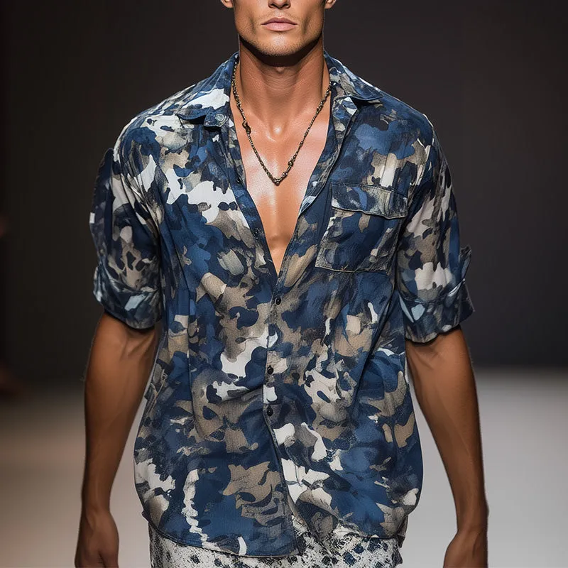 Men's Spring Linen Printed Short Sleeve Shirt MTA2823C4P sold by Manly product image thumbnail 2