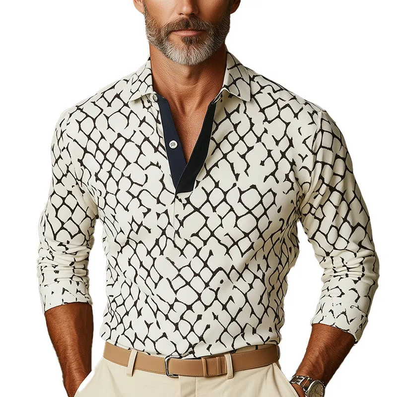 Men's Business Casual Slim Fit Long Sleeve Polo Shirt MTA2840C3P sold by Manly
