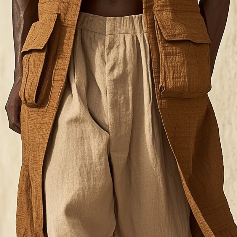 Men's Western Vintage Long Sleeveless Linen Vest MTA2899C4P sold by Manly product image thumbnail 4