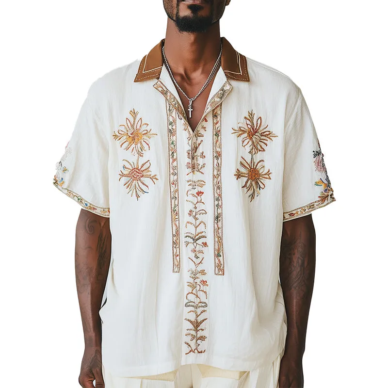 Men's Spring Fashion Embroidered Short Sleeve Shirt MTA2830C4P sold by Manly