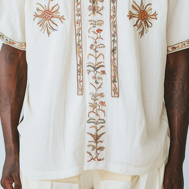 Men's Spring Fashion Embroidered Short Sleeve Shirt MTA2830C4P sold by Manly product image thumbnail 4