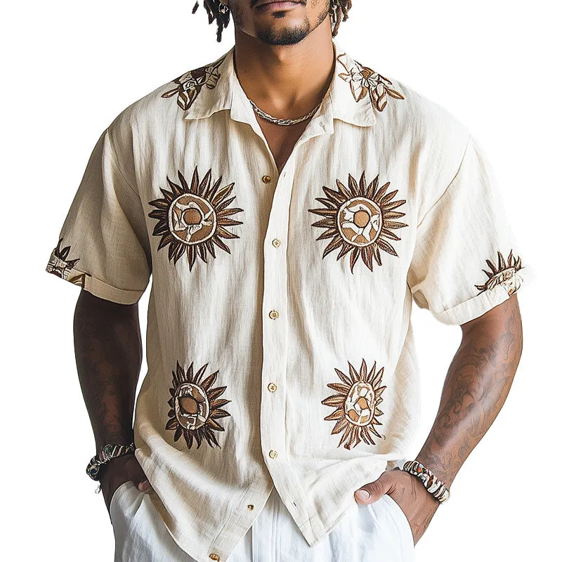 Men's Spring Fashion Sun Embroidery Short Sleeve Shirt MTA2847C7P sold by Manly