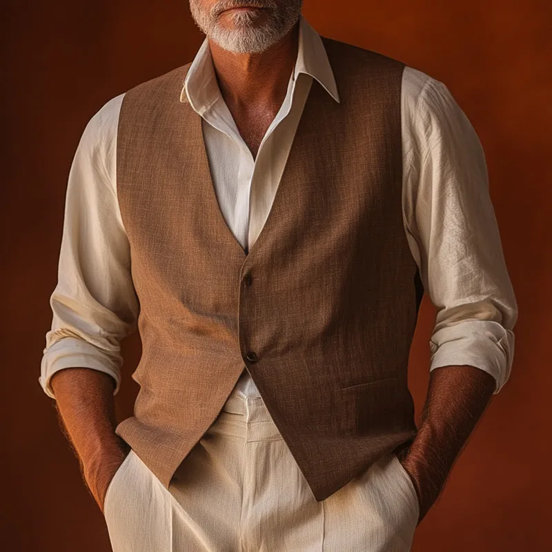 Men's Western Vintage Linen Suit Vest MTA2813C2P sold by Manly product image thumbnail 2