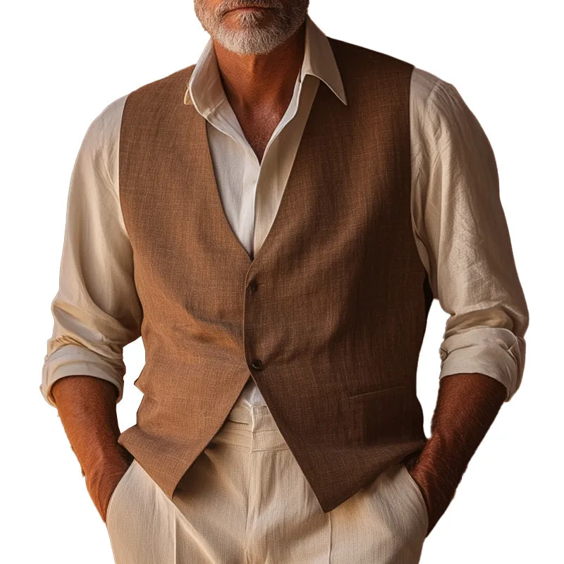 Men's Western Vintage Linen Suit Vest MTA2813C2P sold by Manly