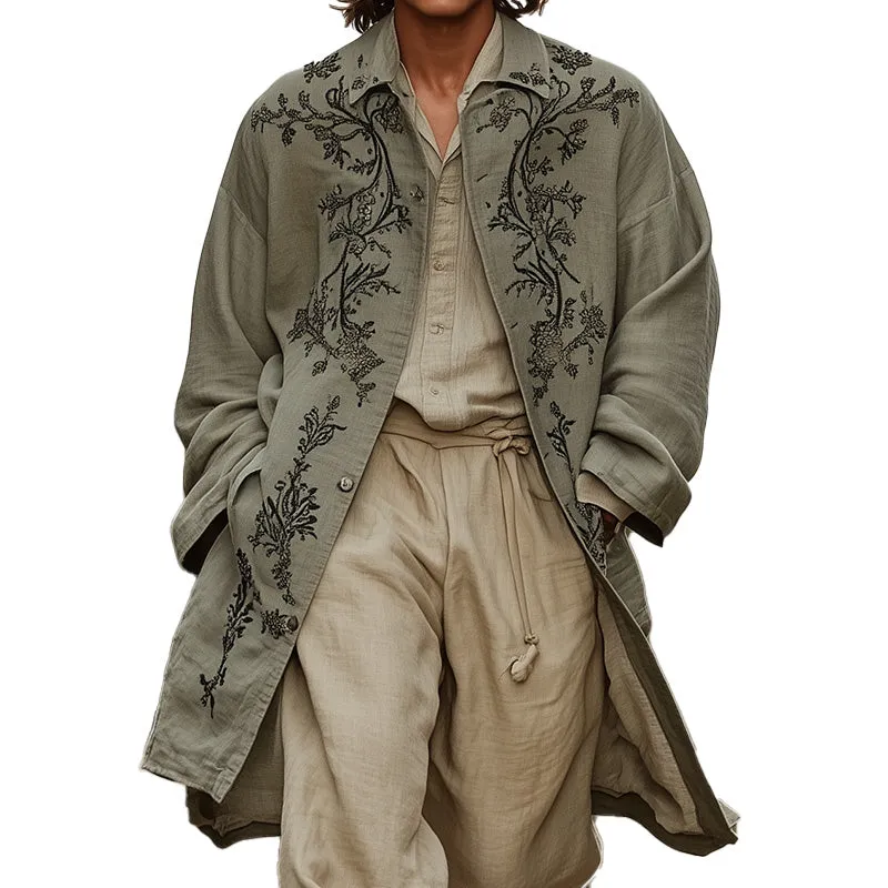 Men's Western Vintage Embroidered Long Sleeve Trench Coat MTA2875C7P sold by Manly