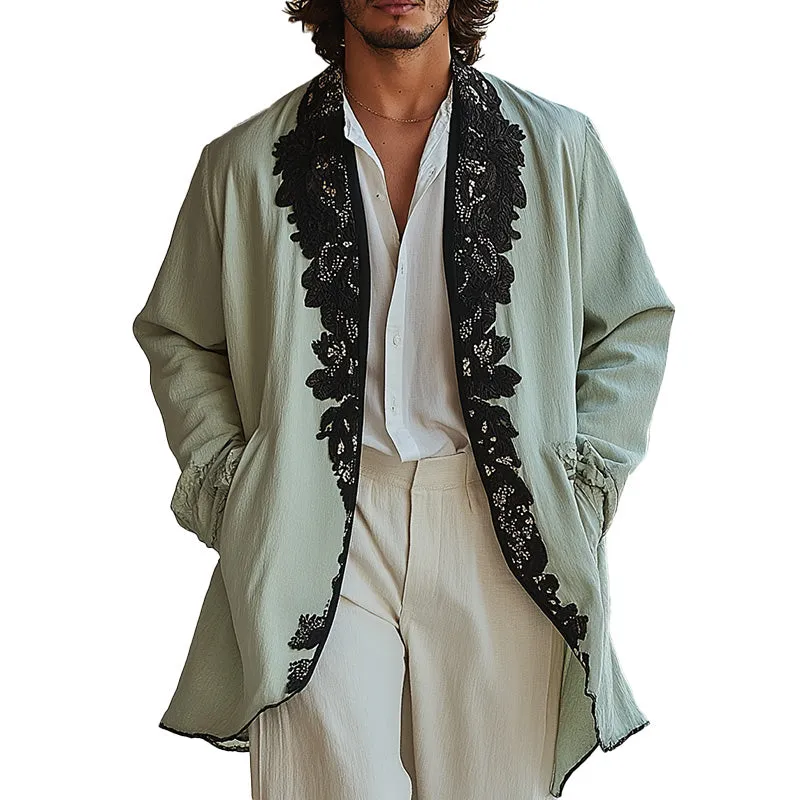 Men's Spring Fashion Lace Embroidery Thin Jacket MTA2837C1P sold by Manly
